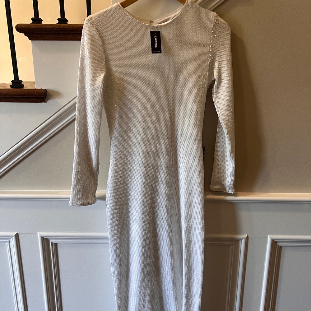 Long white sequin gown